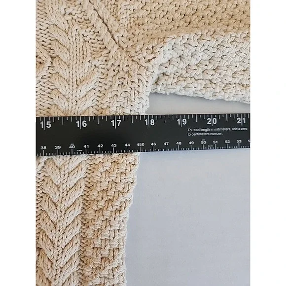 LL Bean Signature Fisherman Sweater Chunky Cable Knit Cottage Cream Womens Sz S - Picture 7 of 11